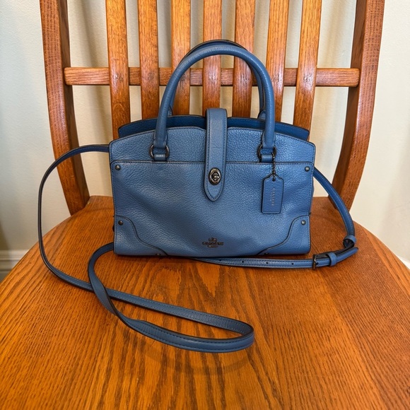 Coach Mercer Blue Crossbody Satchel Purse Multiple Pockets Roomy Dustbag - Picture 5 of 16